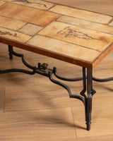 French Iron & Tile Coffee Table, Manner of Roger Capron, 1960's - Lone Fox