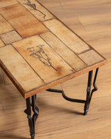 French Iron & Tile Coffee Table, Manner of Roger Capron, 1960's - Lone Fox