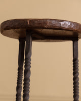 French Oak & Twisted Iron Stool, 1950s (4 available) - Lone Fox