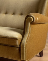Fritz Hansen Style Ochre Mohair Sofa, Denmark, 1960's - Lone Fox