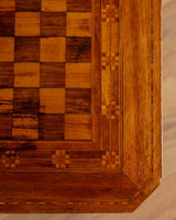 Geometric Inlaid Pedestal Game Table, Italy, 19th Century - Lone Fox