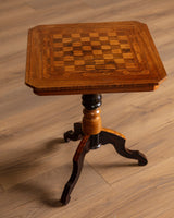Geometric Inlaid Pedestal Game Table, Italy, 19th Century - Lone Fox