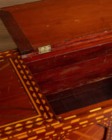 Geometric Inlaid Wood Storage Bench / Chest, United States, Early 20th Century - Lone Fox