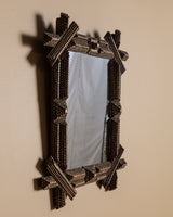 Gilded Tramp Art Mirror with Exaggerated Corners, American, 19th Century - Lone Fox