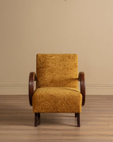 Halabala Bentwood Lounge Chair in Marigold Shearling, 1940's (2 Available) - Lone Fox
