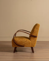 Halabala Bentwood Lounge Chair in Marigold Shearling, 1940's (2 Available) - Lone Fox