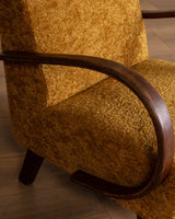 Halabala Bentwood Lounge Chair in Marigold Shearling, 1940's (2 Available) - Lone Fox