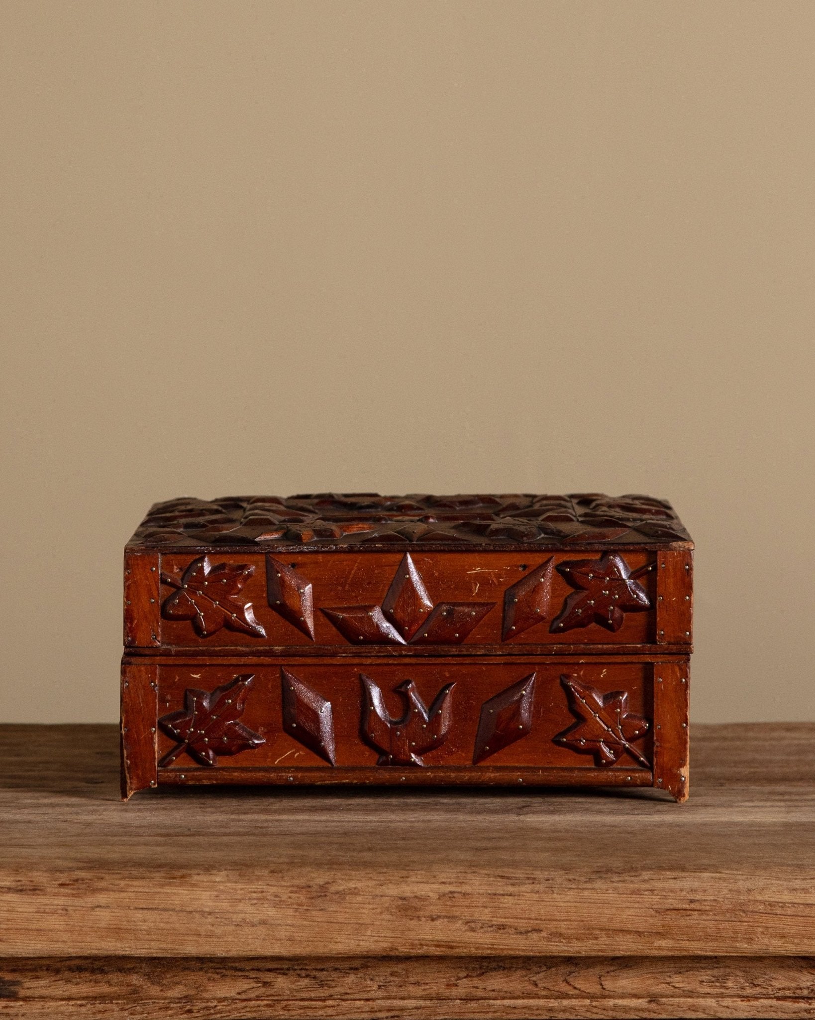 Hand Carved American Folk Art Box, 19th Century – Lone Fox