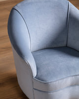 Italian Barrel Armchair in Powder Blue Velvet, 1960s - Lone Fox
