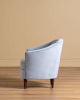 Italian Barrel Armchair in Powder Blue Velvet, 1960s - Lone Fox