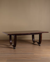 Large Art Deco Rosewood & Nickled Bronze Dining Table by Jules Leleu, France, 1934 - Lone Fox