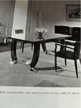Large Art Deco Rosewood & Nickled Bronze Dining Table by Jules Leleu, France, 1934 - Lone Fox
