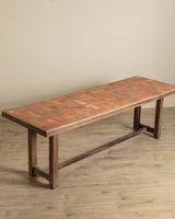 Large French Terracotta Tile Top Console / Dining Table, 1970's - Lone Fox
