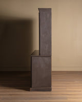 Large Two Piece Painted Oak Cabinet w/ Glass Doors, France, 19th Century - Lone Fox