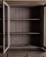 Large Two Piece Painted Oak Cabinet w/ Glass Doors, France, 19th Century - Lone Fox