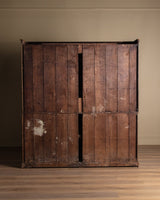 Large Two Piece Painted Oak Cabinet w/ Glass Doors, France, 19th Century - Lone Fox