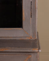 Large Two Piece Painted Oak Cabinet w/ Glass Doors, France, 19th Century - Lone Fox