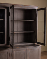 Large Two Piece Painted Oak Cabinet w/ Glass Doors, France, 19th Century - Lone Fox