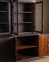 Large Two Piece Painted Oak Cabinet w/ Glass Doors, France, 19th Century - Lone Fox
