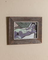 Lilac Modernist Reclining Nude Painting, 1970's - Lone Fox