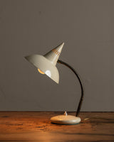 Mid Century Cream Enamel Pointy Desk Lamp, Italy, 1950's - Lone Fox