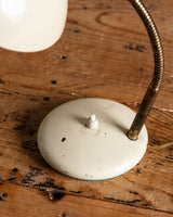 Mid Century Cream Enamel Pointy Desk Lamp, Italy, 1950's - Lone Fox
