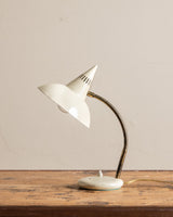 Mid Century Cream Enamel Pointy Desk Lamp, Italy, 1950's - Lone Fox