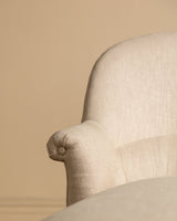 Napoleon III Chaise Longue in Ecru Linen, France, 19th Century - Lone Fox