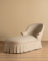 Napoleon III Chaise Longue in Ecru Linen, France, 19th Century - Lone Fox