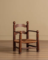 Oak & Rush Low Armchair by Charles Dudouyt, France, 1940's - Lone Fox