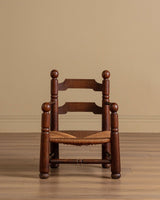 Oak & Rush Low Armchair by Charles Dudouyt, France, 1940's - Lone Fox