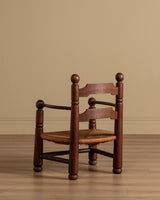 Oak & Rush Low Armchair by Charles Dudouyt, France, 1940's - Lone Fox