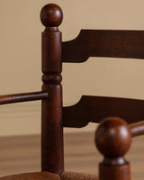 Oak & Rush Low Armchair by Charles Dudouyt, France, 1940's - Lone Fox