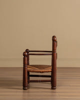Oak & Rush Low Armchair by Charles Dudouyt, France, 1940's - Lone Fox