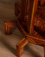Octagonal Folk Art Parquetry Center Table w/ 8 Legs, 1880's - Lone Fox