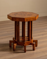 Octagonal Folk Art Parquetry Center Table w/ 8 Legs, 1880's - Lone Fox