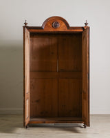 Pair of 19th Century Olive Burlwood & Mahogany Armoires w/ Fruit Carvings - Lone Fox