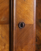 Pair of 19th Century Olive Burlwood & Mahogany Armoires w/ Fruit Carvings - Lone Fox