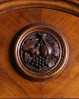 Pair of 19th Century Olive Burlwood & Mahogany Armoires w/ Fruit Carvings - Lone Fox