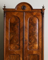 Pair of 19th Century Olive Burlwood & Mahogany Armoires w/ Fruit Carvings - Lone Fox