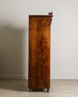 Pair of 19th Century Olive Burlwood & Mahogany Armoires w/ Fruit Carvings - Lone Fox