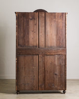 Pair of 19th Century Olive Burlwood & Mahogany Armoires w/ Fruit Carvings - Lone Fox