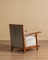 Pair of Art Deco Oak Lounge Chair in Sage Mohair, France, 1940s - Lone Fox