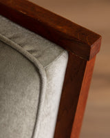 Pair of Art Deco Oak Lounge Chair in Sage Mohair, France, 1940s - Lone Fox