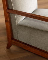 Pair of Art Deco Oak Lounge Chair in Sage Mohair, France, 1940s - Lone Fox