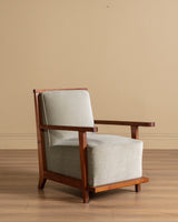 Pair of Art Deco Oak Lounge Chair in Sage Mohair, France, 1940s - Lone Fox