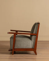 Pair of Art Deco Oak Lounge Chair in Sage Mohair, France, 1940s - Lone Fox