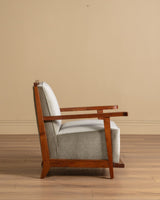 Pair of Art Deco Oak Lounge Chair in Sage Mohair, France, 1940s - Lone Fox