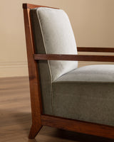 Pair of Art Deco Oak Lounge Chair in Sage Mohair, France, 1940s - Lone Fox