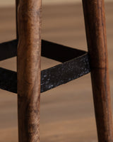 Pair of French Organic Wood & Hammered Iron Barstools, 1950's - Lone Fox
